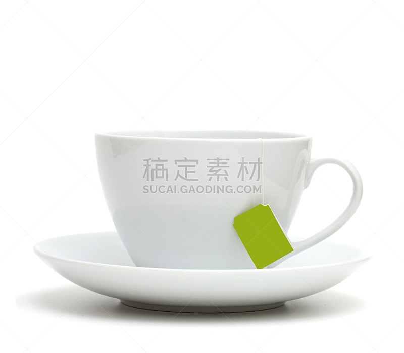 无人,标签,白色,茶杯,盘子,留白,水平画幅,饮料,茶包,特写