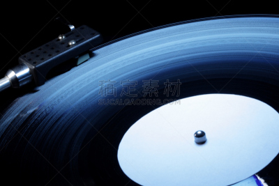 唱盘,唱片,原声大碟,圆形,水平画幅,仿旧磨损的效果,进行中,无人,蓝色,古典式