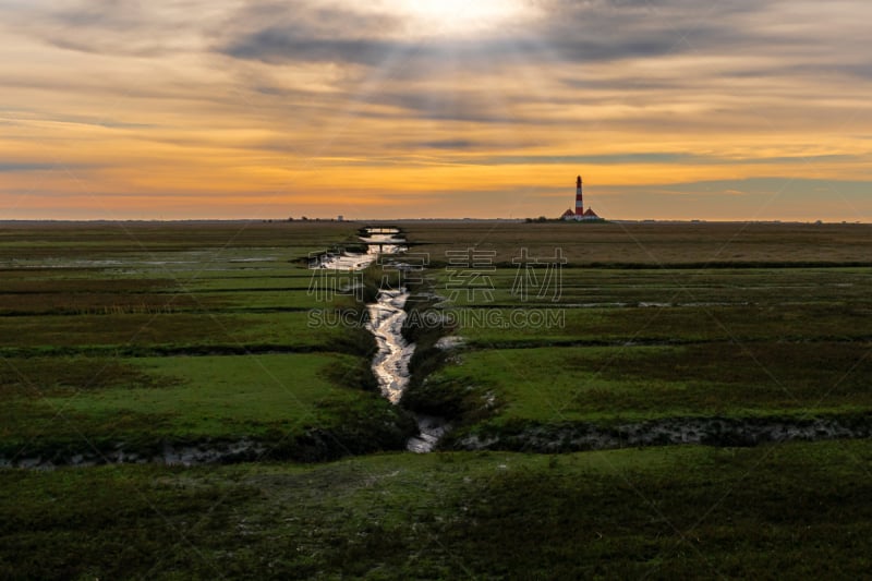 灯塔楼,万斯特尔海沃尔灯塔,自然,建筑外部,风景,云,图像,海洋,草,著名景点