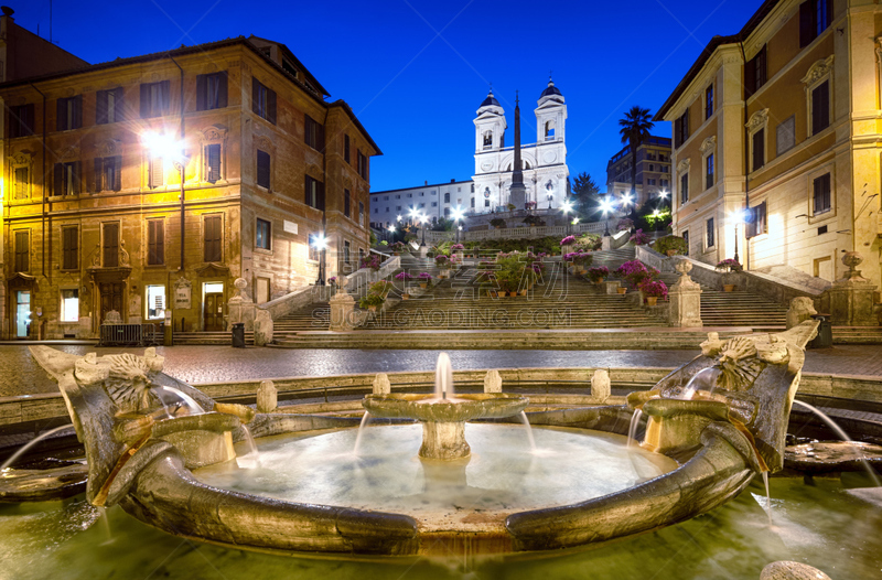 西班牙阶梯,罗马,意大利,piazza di spagna,纪念碑,天空,夜晚,古老的