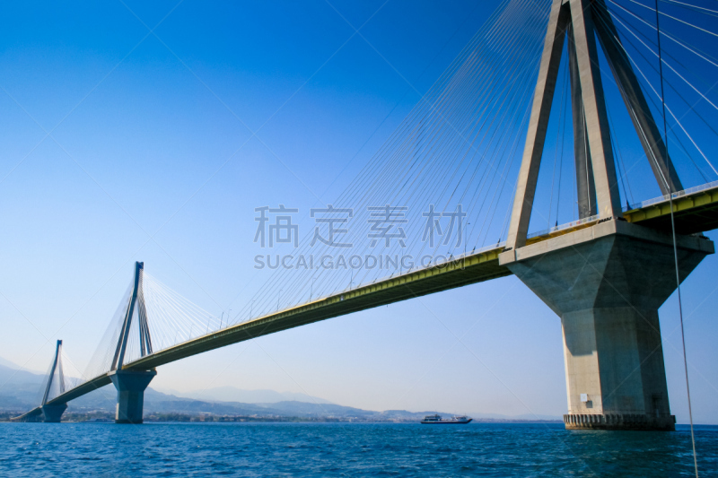 科林斯湾,吊桥,渡轮,在上面,水平画幅,梁,安蒂里奥大桥,旅行者,户外,交通方式
