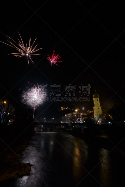 格拉茨,垂直画幅,奥地利,2017年,无人,新年前夕,放焰火,施蒂利亚,摄影,聚会