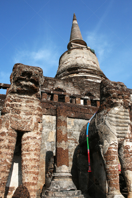 素可泰,湿婆,垂直画幅,禅宗,户外,白人,僧院,泰国,佛塔,建筑业