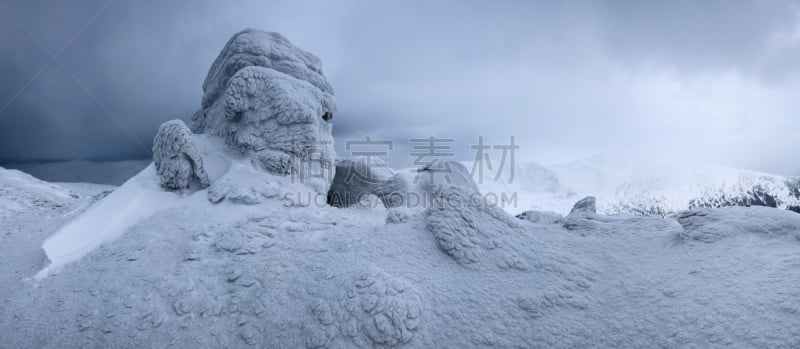 雪,冬天,雾,冻结的,秘密,全景,代表,童话故事,山脉,冒险