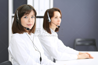 商务,女人,棕色头发,呼叫中心,青年人,人群,总机人员,概念,工作,对焦
