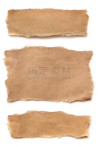 牛皮纸,撕破的,循环利用,垂直画幅,空白的,留白,无人,白色背景,背景分离,空的