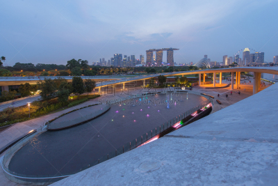 新加坡,滨海湾 ,水平画幅,亚洲,建筑,夜晚,无人,著名景点,城市天际线,黄昏