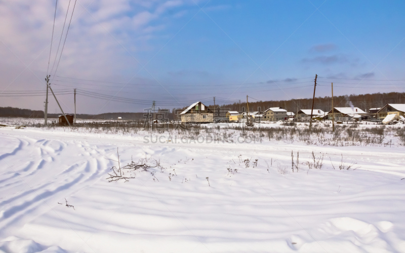 在边上,地形,雪,路,房屋,冬天,格林威治村,杆位,天空,水平画幅