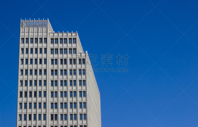 现代,建筑外部,钢化玻璃,蓝色玻璃,天空,留白,水平画幅,纹理效果,无人,玻璃