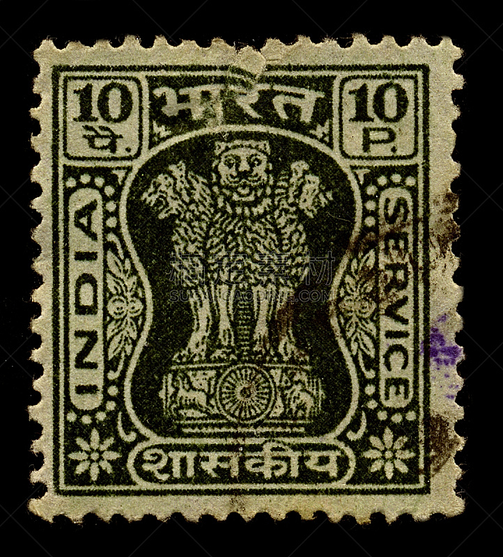 垂直画幅,绿色,古老的,古典式,邮戳,穿孔的,非凡的,印度