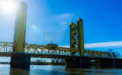 萨克拉门托,塔桥,水,天空,水平画幅,夜晚,无人,户外,都市风景,国际著名景点