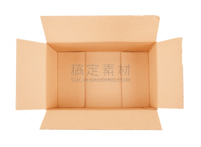 开着的,白色背景,纸箱,瓦楞纸板,贺卡,留白,褐色,仓库,水平画幅,板条箱