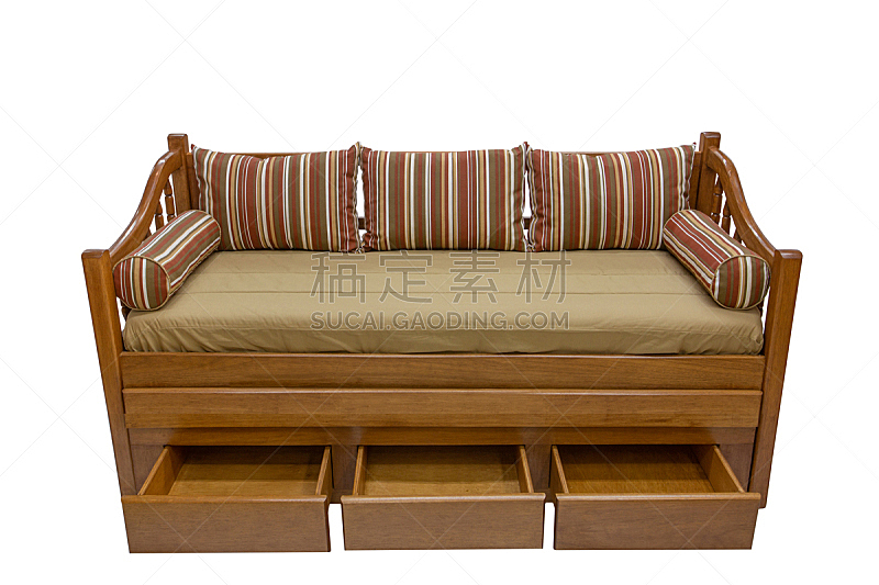 木制,白色背景,双人床,分离着色,传统,一个物体,背景分离,舒服,沙发,床