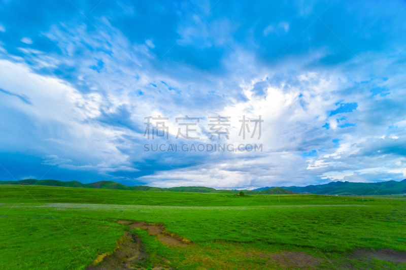 四川省,风景,高原,北方深红色食蜂鸟,天空,美,水平画幅,无人,纯净,夏天