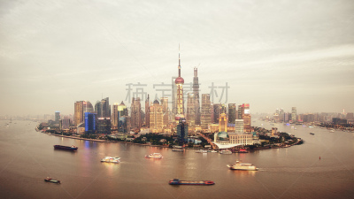 浦东,上海,城市天际线,高视角,迅速,水平画幅,建筑,无人,户外,滨水