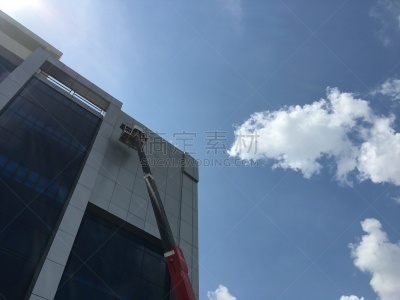 建筑业,建筑外部,云,图像,工蚁,户外,水平画幅,建筑,蓝色,太阳