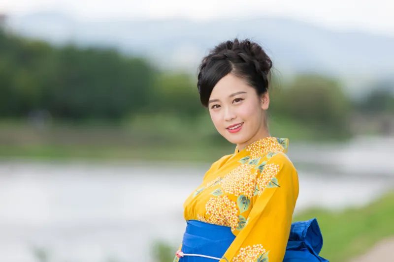 便装和服 日本人 女人 衣服 水平画幅 优美 美人 夏天 户外 仅成年人图片素材下载 稿定素材