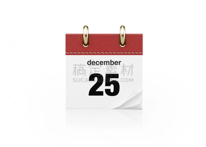 日历 皮革 白色背景 红色 分离着色 数字25 16 电子记事本 留白 水平画幅图片素材下载 稿定素材