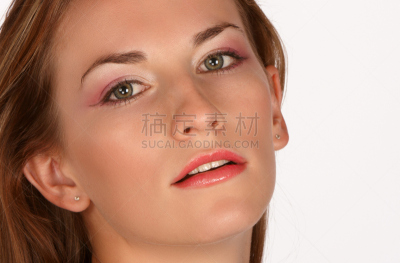 粉色,眼影,美,褐色,水平画幅,美人,白人,仅成年人,长发,青年人
