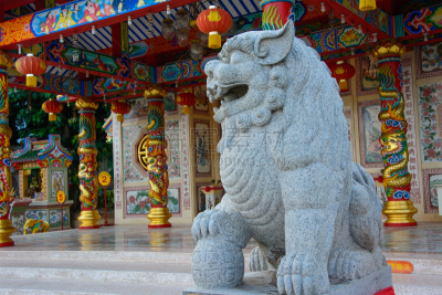雕像,狮子,石材,寺庙,灵性,水平画幅,建筑,龙,华丽的,佛