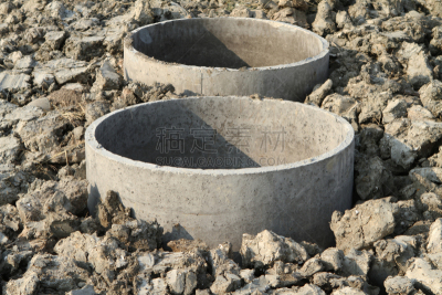 混凝土,有毒物质,圆形,水平画幅,建筑工地,无人,地下的,储油罐,建筑业,工业