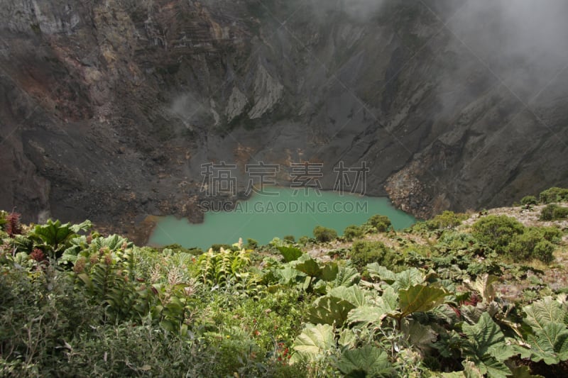 伊拉苏火山,火山口,卡塔戈省,圣琼斯省,瓦肯依拉祖国家公园,圣何塞,火山湖,哥斯达黎加,硫磺,中美洲