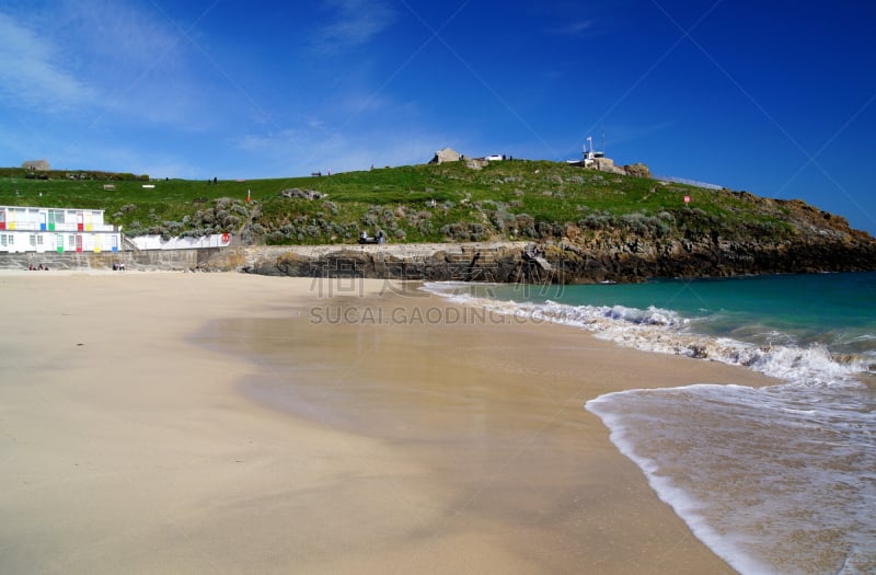 康沃尔,风景,日光,圣艾芙,海滩,英国,大西洋,海岸线,波浪,绿松石色