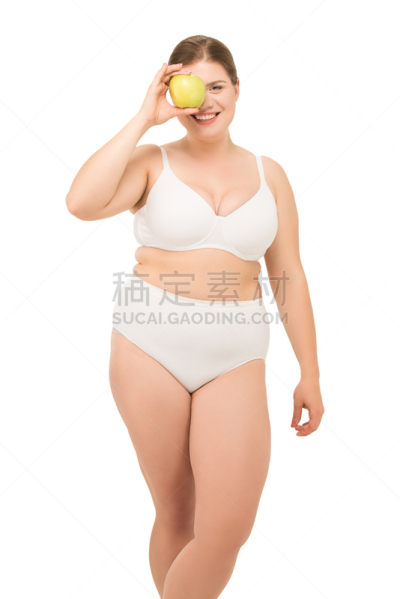 苹果,女人,肥胖,个人随身用品,垂直画幅,美,美人,腹腔,白色指甲油,白人