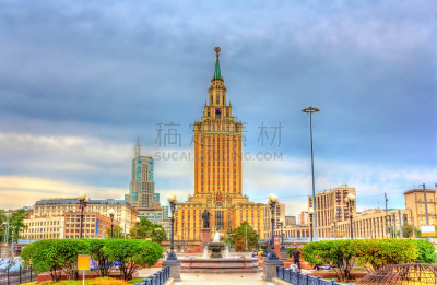莫斯科,都市风景,斯大林,摩天大楼,酒店,桨叉架船,纪念碑,天空,新的,水平画幅