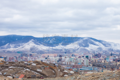 都市风景,乌兰巴托,蒙古,水平画幅,夜晚,无人,城市天际线,户外,genghis khan,印度
