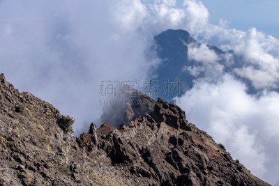 帕尔马,云,火山,山脉,加那利群岛,山脊,在上面,创造力,国内著名景点,有序