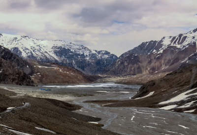 雪山,山脉,毕底,寒冷,空的,云景,雪,公路,湖,沙砾
