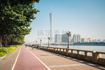 广州,自然美,田径跑道,水平画幅,无人,户外,滨水,都市风景,栏杆,现代