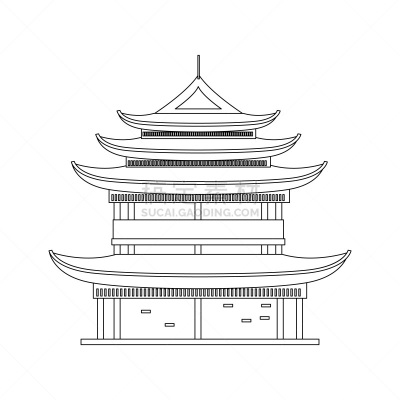 传统,细的,亚洲,房屋,矢量,一个物体,线条,国内著名景点,安全,背景分离