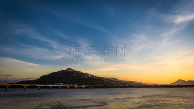 湄公河,水,天空,水平画幅,占巴塞,无人,户外,云景,热带气候,光
