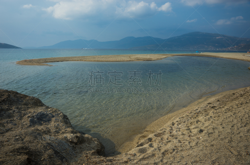 沙子,希腊,海滩,金色,自然美,艾维亚岛,稀缺,西,水,天空