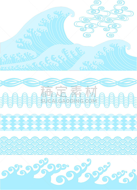 波形,绘画插图,海啸,波浪,青海波,日本,自来水,水面,可爱,飞溅的水滴