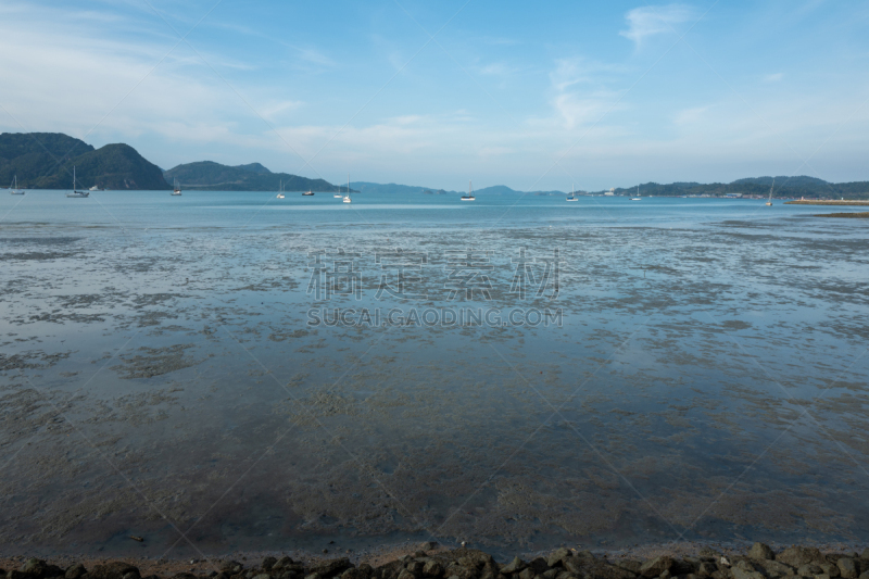 海滩,浮罗交怡岛,船,传统,热带气候,夏天,户外,低的,天空,马来西亚