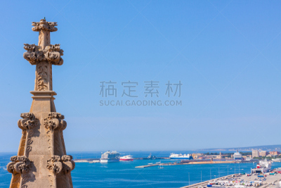 圣玛丽亚号复制品,马略卡,帕尔马,都市风景,海洋,接力赛,平顶,洛杉矶县,在上面