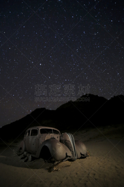 星星,在下面,老爷车,恩切潘,午夜,汽车,著名景点,喀拉哈里沙漠,博茨瓦纳,夜晚