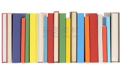 平装书,成一排,多色的,整齐的,书脊,留白,水平画幅,智慧,无人,在边上