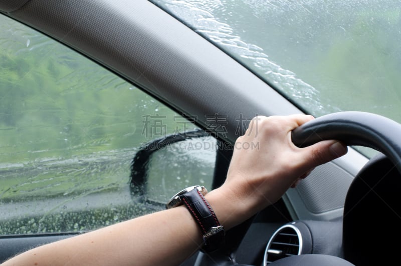 雨,汽车,天气,人,司机,方向盘,暴雨,暴风雨,驾车