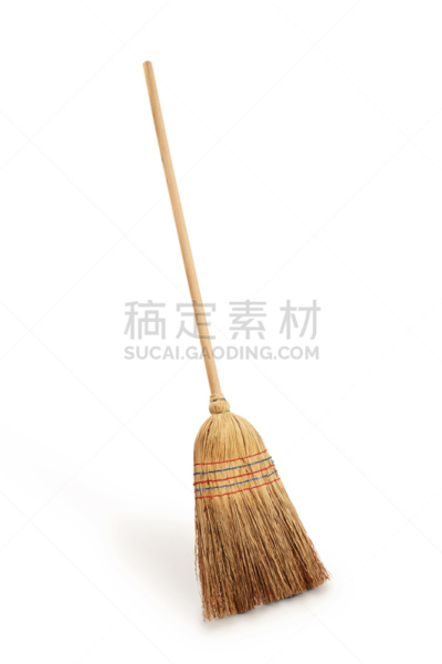 扫帚,白色背景,稻草,垂直画幅,留白,无人,古老的,背景分离,干净,家用器具