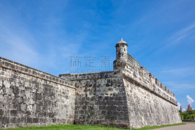 卡塔赫纳,围墙,贞德,顶塔,殖民地式,天空,哥伦比亚,水平画幅,建筑,无人