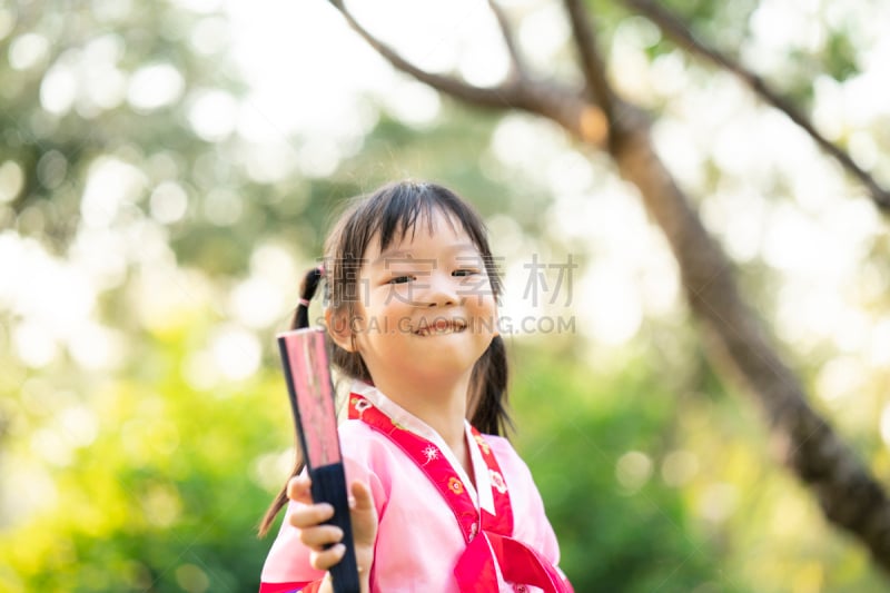 传统,儿童,衣服,朝鲜民族,韩服,可爱的,美术工艺,仅一个女孩,肖像,一个人