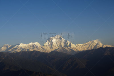喜马拉雅山脉,道拉吉利峰,天空,水平画幅,雪,无人,户外,白色,彩色图片,山