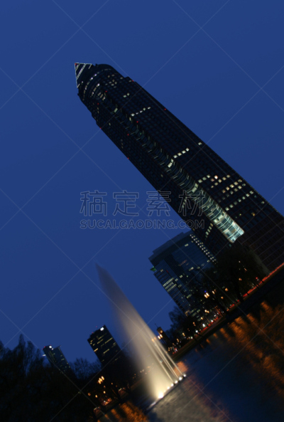商品交易会大厦,城市天际线,德国,法兰克福,塔,梅塞兰德,欧洲央行,中央银行,倾斜视角,华贵