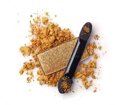 眼影,金色,碾碎了的,扑面粉,化妆用品,彩妆,粉饼,黄色,化妆刷,腮红