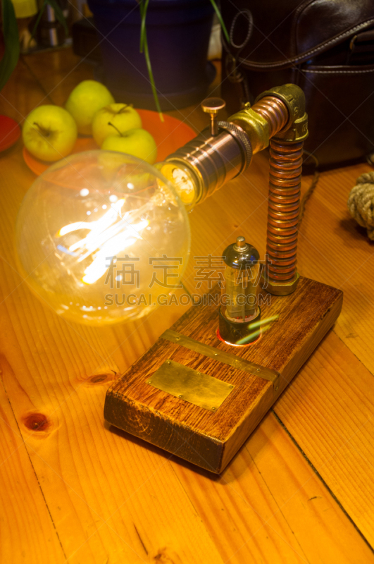 木制,铜,公文包,高雅,灯具,真空管,手艺,华丽的,暗色,复古风格