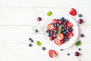 樱桃,蓝莓,草莓,甜食,水果沙拉,水平画幅,素食,无人,开胃品,生食